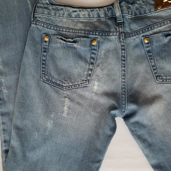 BLUMARINE BLUGIRL FOLLIES Distressed Designer Denim Jeans Sz 30 Light Blue New - Picture 10 of 15